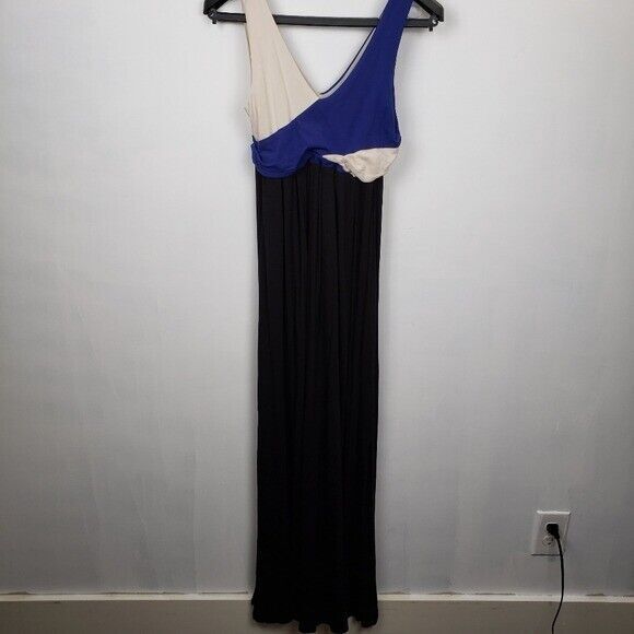 Anthropologie Dresses & Skirts - Anthropologie Sleeveless Maxi Dress Colorblock Jersey White Blue Asymmetrical Tr